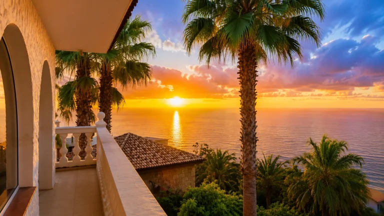 Sunset over the Atlantic from the balcony of Villa Larnia in El Sauzal